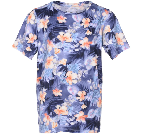 Fusion Tee Jr, Flower Aop/Navy, 140, T-Shirts