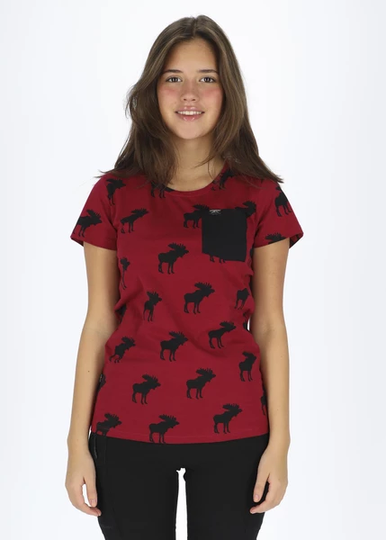 Elk Tee W, Burgundy/Black, 44, T-Shirts