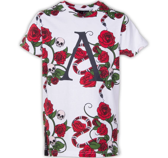 Rose Tee Jr, White Aop, 140, T-Shirts