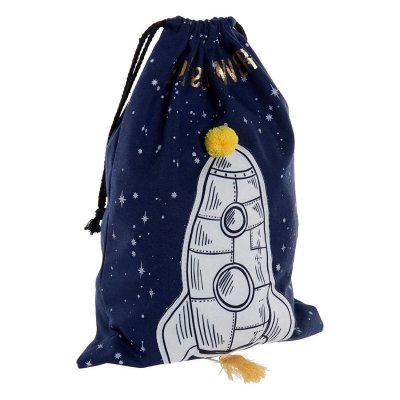 Väska DKD Home Decor Explore the Universe Blå Vit Polyester (26 x 1 x 37 cm)