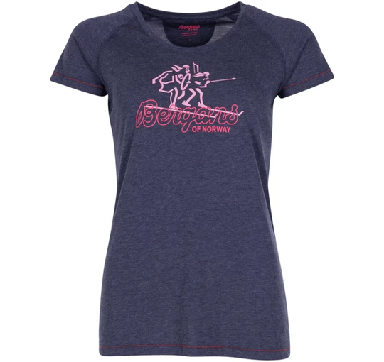 Bergans Lady Tee, Navy Mel/Palered/Palecoral, Xs, T-Shirts