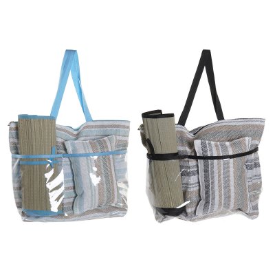 Strandväska DKD Home Decor Kanvas Grå Blå Brun Polyester Grön PVC (44 x 23 x 62 cm) (2 antal)