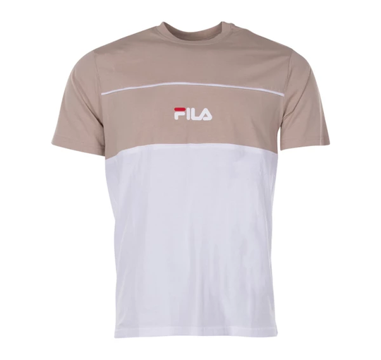 Anoki Blocked Tee, Oxford Tan - Bright White, M, T-Shirts
