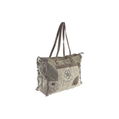Väska DKD Home Decor Grå Polyester Läder 80 % bomull (43 x 15 x 34 cm)