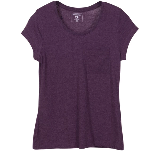 Pocket Tee W, Plum Melange, 38, T-Shirts