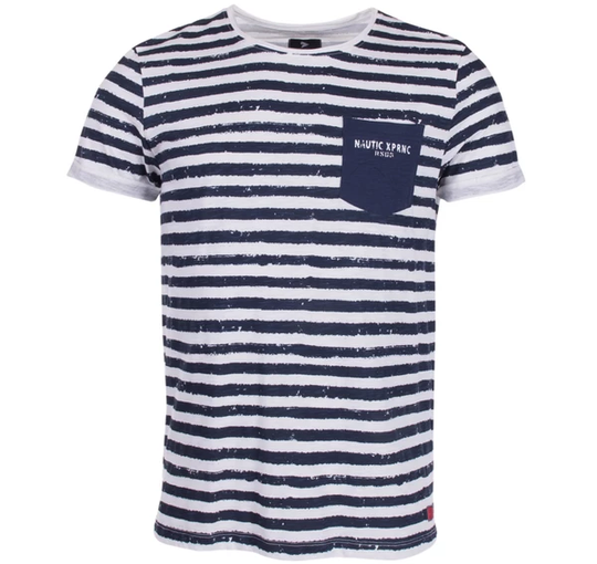 Smögen Striped Tee, White/Navy, M, T-Shirts