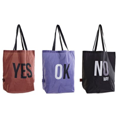Shoppingväska DKD Home Decor Svart Blå Brun Polyester Nylon (43 x 15 x 66 cm) (3 pcs)