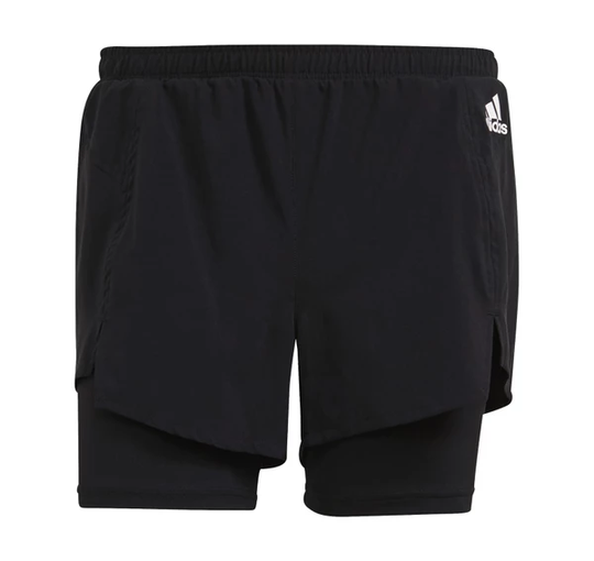 W 2in1 Sho, Black/White, S, Träningsshorts