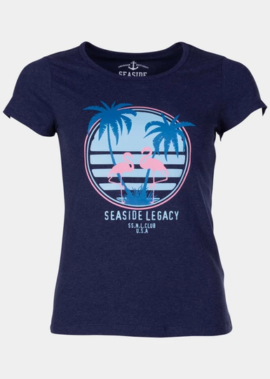 Aruba Flamingo Tee W, Navy Melange, 36, T-Shirts