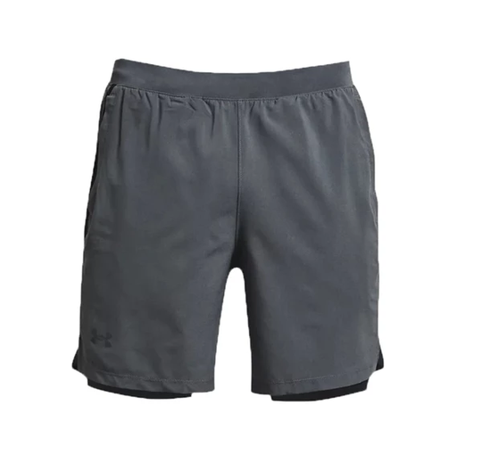 Ua Launch 7'' 2-In-1 Short, Pitch Gray, M, Träningsshorts