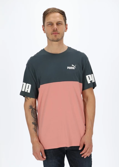 Puma Power Colorblock Tee, Dark Slate-Rosette, Xl, T-Shirts