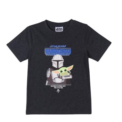 Barn T-shirt med kortärm The Mandalorian Svart (Storlek: 12 år)