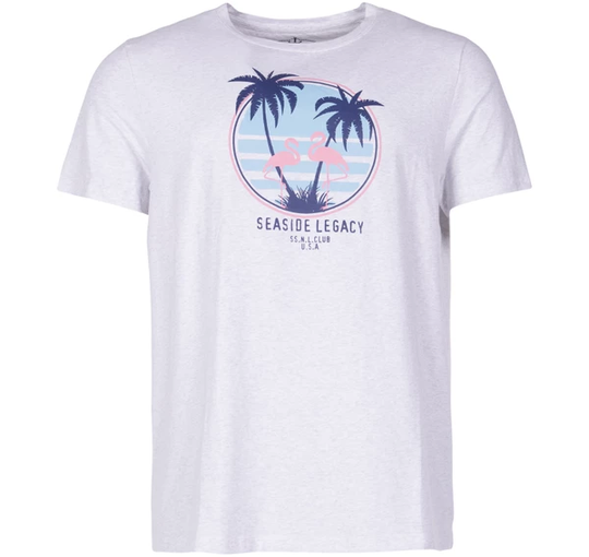 Aruba Flamingo Tee, White Melange, S, T-Shirts