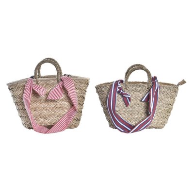 Strandväska DKD Home Decor Naturell Röd Beige Polyester Rödbrun (42 x 25 x 22 cm) (2 antal)