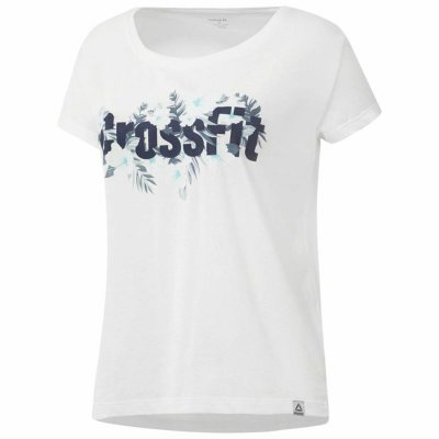 T-shirt med kortärm Dam Reebok Floral Easy Crossfit Vit (Storlek: XS)
