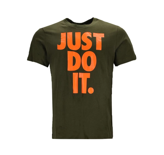Nike Sportswear Men's T-Shirt, Rough Green/Total Orange, S, T-Shirts