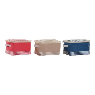 Lunchlåda DKD Home Decor �S3013175 Medelhavs Röd Beige Blå Polyester (29 x 21 x 16 cm) (3 antal)