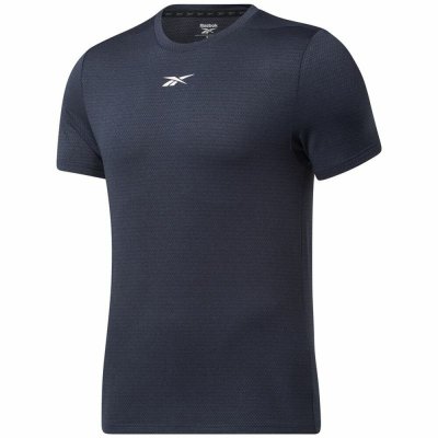 Sporttröja med ärmar Reebok Workout Ready Mörkblå (Storlek: L)