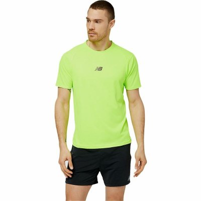 Sporttröja med ärmar New Balance Limegrön (Storlek: M)
