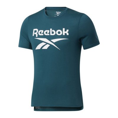 Sporttröja med ärmar Reebok Workout Ready Blå (Storlek: S)