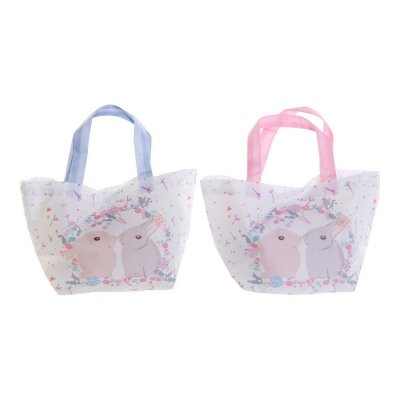 Multipåse DKD Home Decor Kanin Kanvas Blå Rosa Polyester Vit (34 x 14 x 32 cm) (2 antal)
