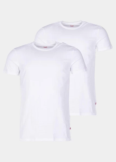 Levis Men Solid Crew 2p, White, S, T-Shirts