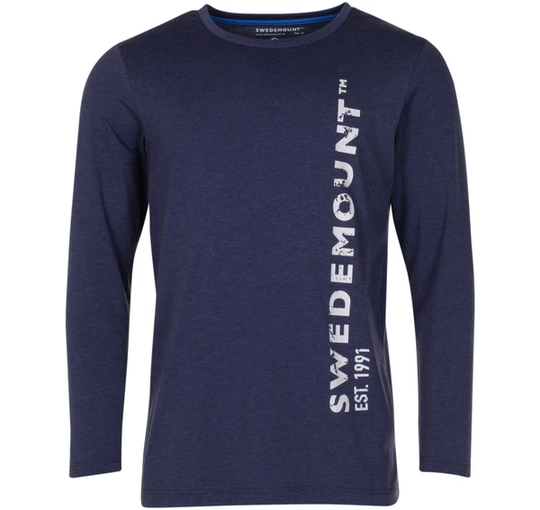 Est 91 Tee Ls Sr, Dk Navy Melange/White, S, T-Shirts
