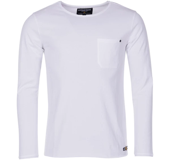Long Sleeve Pocket Tee, White, L, T-Shirts