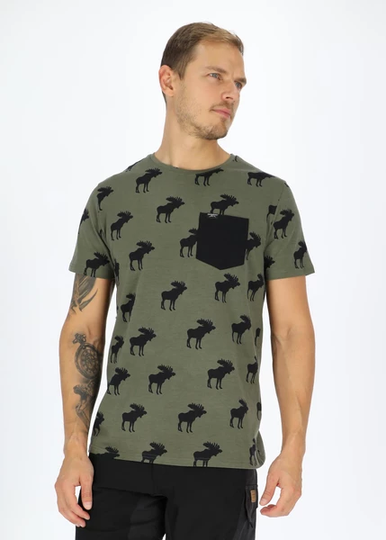 Elk Tee, Olive/Black, L, T-Shirts