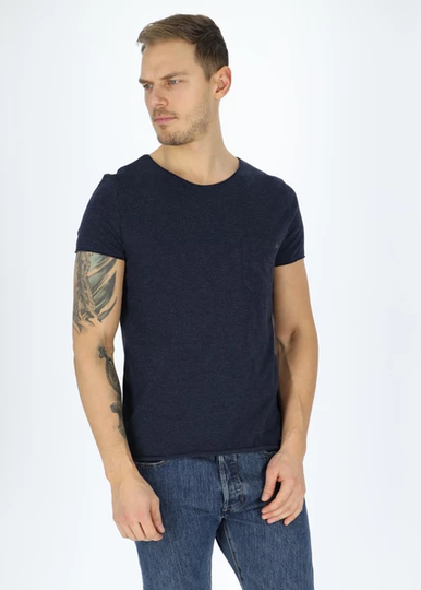 Pocket Tee, Dk Navy Melange, S, T-Shirts