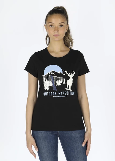 Forest Tee W, Black Deer Waterfall, 36, T-Shirts