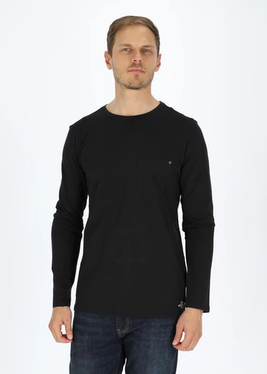 Long Sleeve Pocket Tee, Black, 3xl, T-Shirts