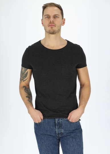 Pocket Tee, Charcoal Melange, S, T-Shirts