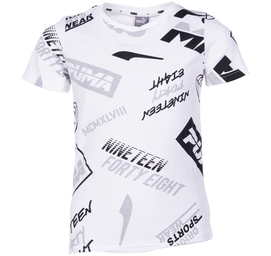 Alpha Graphic Aop Tee B, Puma White, 116, T-Shirts