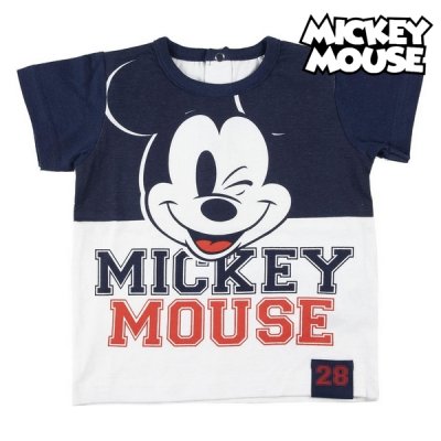 Barn T-shirt med kortärm Mickey Mouse Blå (Storlek: 18 månader)