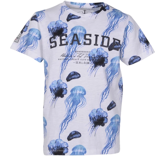Jellyfish Tee Jr, White/Blue, 100, T-Shirts