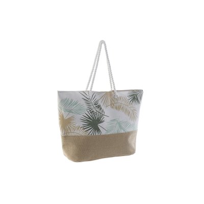 Strandväska DKD Home Decor Beige Brun Polyester Grön (60 x 16 x 42 cm)