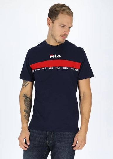 Saverne Blocked Taped Tee, Black Iris-True Red, 2xl, T-Shirts