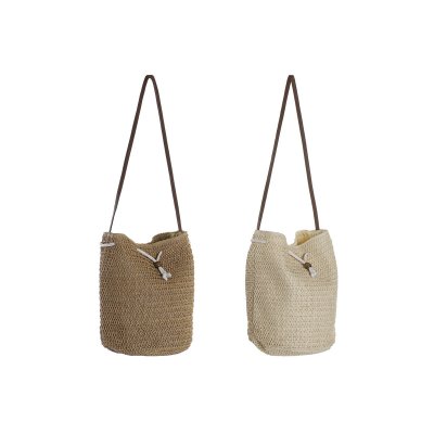 Axelväska DKD Home Decor Naturell Beige Polyester Fibrer (44 x 28 x 38 cm) (2 antal)