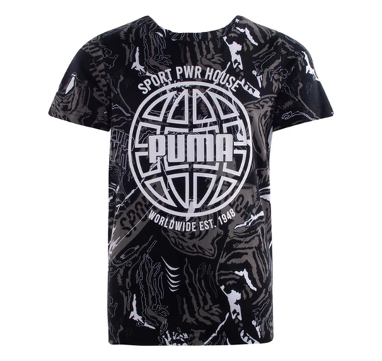 Alpha Aop Tee B, Puma Black, 104, T-Shirts