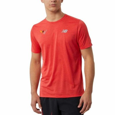 Sporttröja med ärmar New Balance Impact Run Orange (Storlek: M)