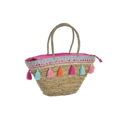 Väska DKD Home Decor Polyester Multicolour 10 % Polyester Halm (51 x 16 x 30 cm)