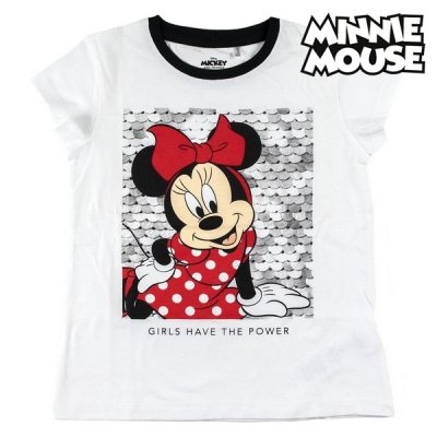 Barn T-shirt med kortärm Minnie Mouse Vit (Storlek: 14 år)