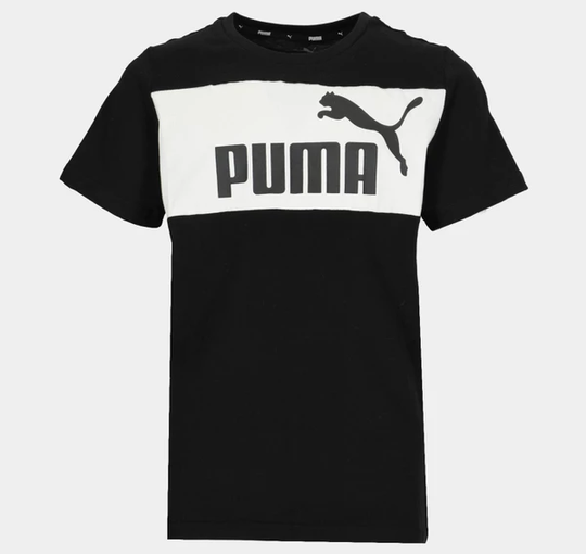 Ess+ Colorblock Tee B, Puma Black, 140, T-Shirts