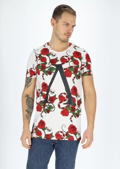 Rose Tee, White Aop, M, T-Shirts