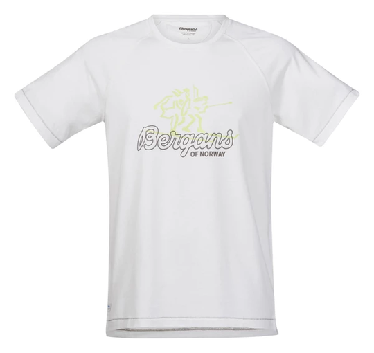 Bergans Tee, White/Faded Olive/Springleaves, S, T-Shirts