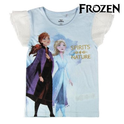 Barn T-shirt med kortärm Frozen Ljusblå Vit (Storlek: 5 år)