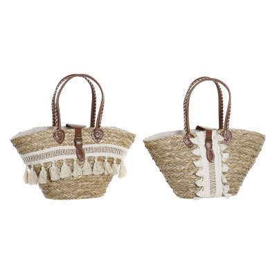 Strandväska DKD Home Decor Naturell Polyester Vit vide PU (59 x 16 x 30 cm) (2 antal)