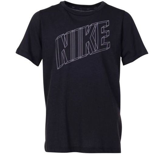 B Nk Brthe Gfx Ss Top, Black/Gunsmoke, S, T-Shirts