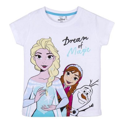 Barn T-shirt med kortärm Frozen Vit (Storlek: 3 år)
